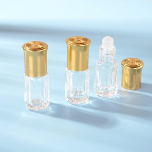 MUB Empty 3ml Glass Attar Bottle Mini Octangle Roller Glass Bottle Clear Balm Glass Bottle for Essential Oil 