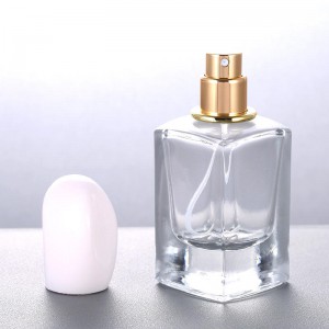 MUB High Quality 30ml Square Clear Glass Spray Bottle Empty Refillable Screw Neck Glass Perfume Bottles With Black/White Cap 