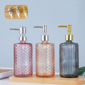 MUB 16OZ Round 500ml Transparent Glass Soap Dispenser Foaming Bottle Empty Lotion Pump Glass Bottle With Plate Metallic Pump