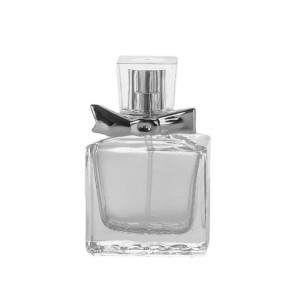 MUB Empty Square 30ml Refillable Glass Perfume Bottle with Bowknot Lid