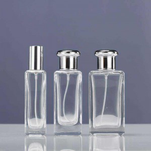 MUB Empty 50ml Clear Square Bottle Pump Spray Crimp Bottle Perfume Glass Bottle