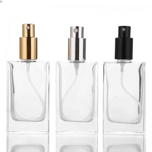 MUB Empty 50ml Refillable transparent rectangle Glass Portable Bottle Printing Perfume Glass Bottles