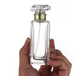 MUB Quality Rectangle 60ml Clear Glass Clamp Perfume Spray Bottles Square Crimp Parfum Glass Bottle