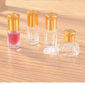 MUB Empty 3ml Glass Attar Bottle Mini Octangle Roller Glass Bottle Clear Balm Glass Bottle for Essential Oil