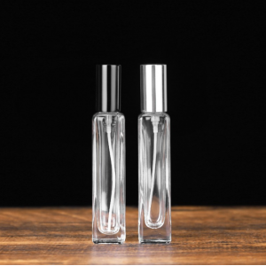 MUB New Design 15ml Rectangular Bayonet Press Perfume Bottle Clear Glass Bottle