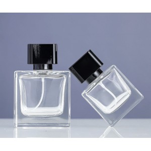 MUB Thick Clear 50ml 100ml Crimp Glass Perfume Bottle Square Clamp Parfum Glass Bottle