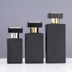 Empty Thick Matte Black Rectangle 30ml 50ml 100ml Crimp Perfume Glass Bottles Square Parfum Bottle