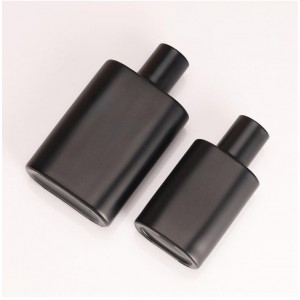 MUB Wholesale Empty Thick Matte Black Flat Square 30ml 50ml 100ml Crimp Perfume Glass Bottles