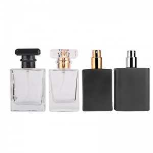 MUB Empty Square 30ml 50ml Clear Matte Black Glass Spray Bottle Refilalble Perfume Glass Bottles