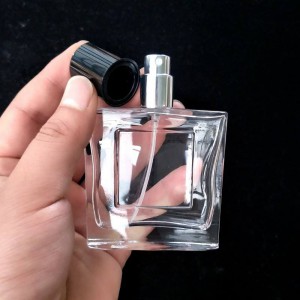 MUB Empty Square Thick Clear 50ml Crimp Glass Perfume Bottle Luxury Clamp Parfum Spray Glass Bottle