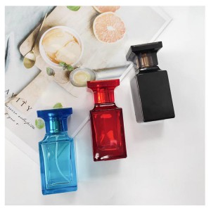 MUB New Spot square blue red black square lid bayonet mouth 50ml glass perfume bottle