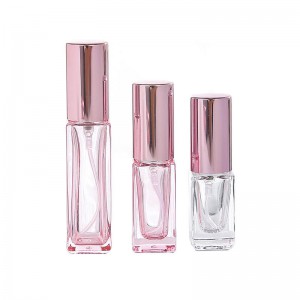 MUB Empty Mini Square 5ml 10ml Rose Gold Refillable Perfume Glass Bottles Pink Rectangle Pocket Spray Glass Perfume Bottle