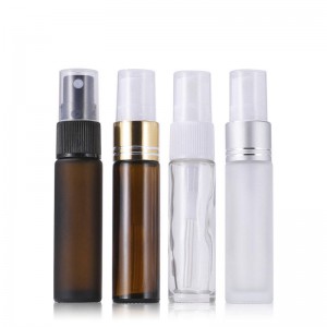 MUB Empty 5ml 10ml Thick Base Clear Frsoted Amber Refillable Glass Spray Bottle Cylinder Round Perfume Glass Bottle