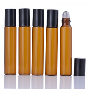 MUB Refillable 10ML Essential Oil Bottles Empty Amber Glass Tube Roll On Perfume Bottles With Stainless Steel Roller Balls