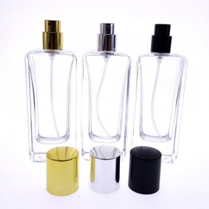 MUB High Quality Empty Thick 50ml Crimp Perfume Glass Bottles Rectangle Square Glass Parfum Spray Bottle Wholesale