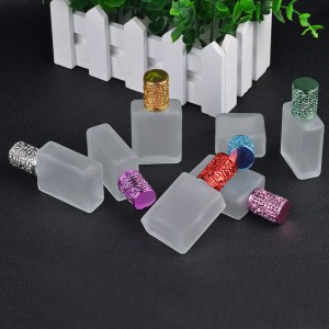 MUB Mini Flat Square 15ml Frosted Glass Bottle With Aluminum Cover Essential Oil Roller On Bottles