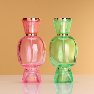 New design creative 100ml pink green glass perfume bottle Color coating Crimp glass bottle Fragrance bottle