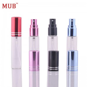 MUB new design 10ml aluminum perfume atomizer glass perfume bottle with aluminum caps